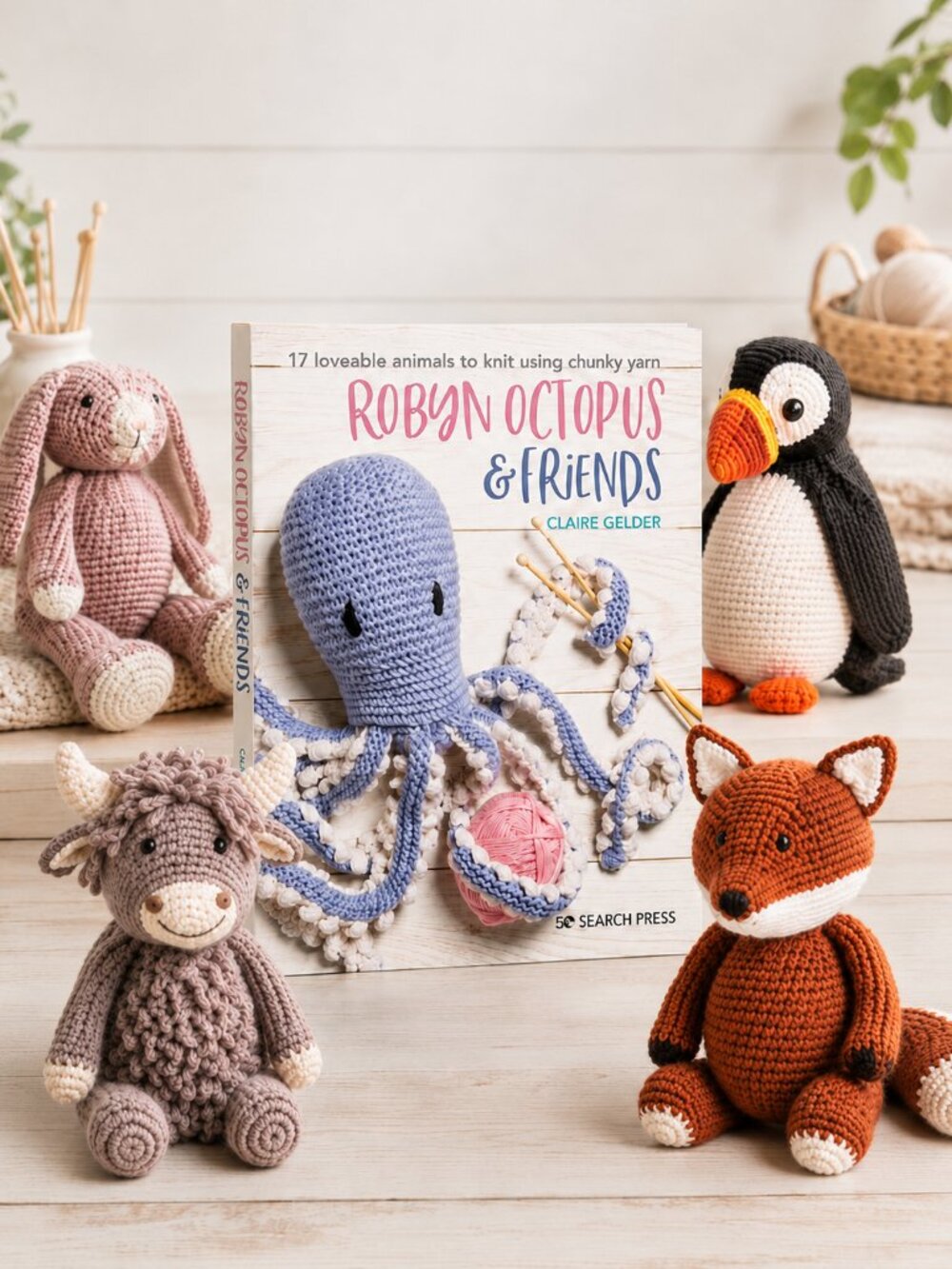 Robyn Octopus & Friends Chunky Animal Toy Knitting Pattern Book – 17 Designs